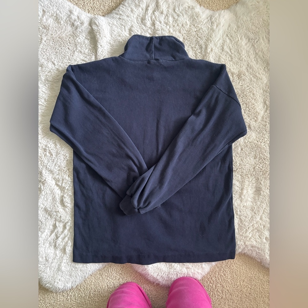 My Mum Made It Blue Cowl Neck Ribbed Knit Logo Sweat Shirt Size: Large - Picture 2 of 4